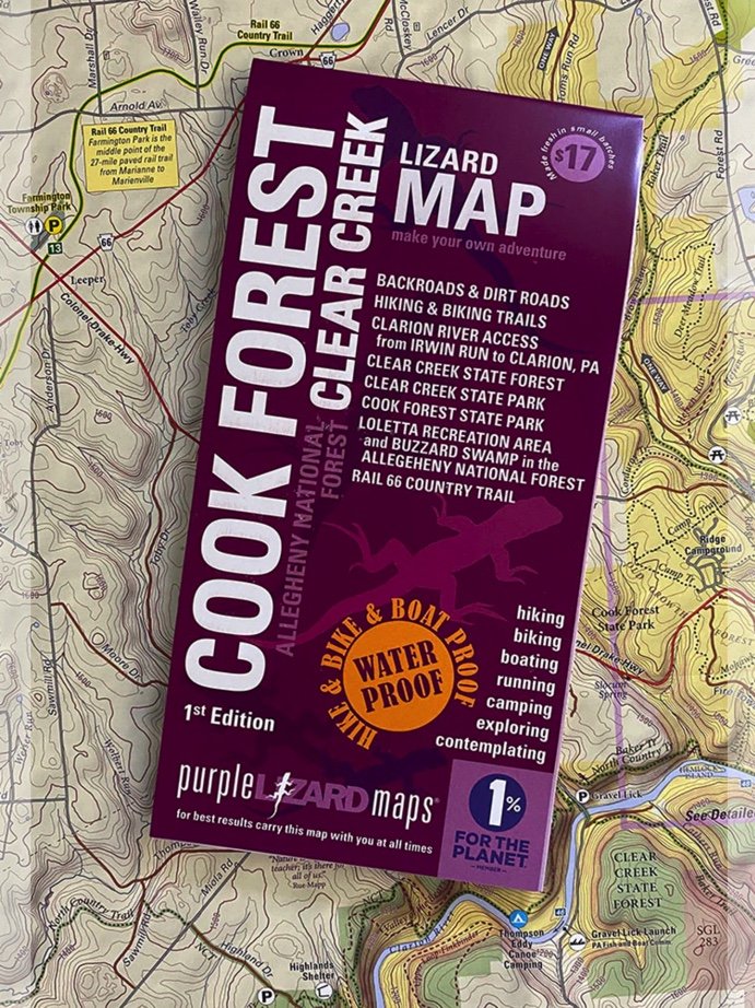 COOK FOREST - CLEAR CREEK LIZARD MAP: PENNSYLVANIA