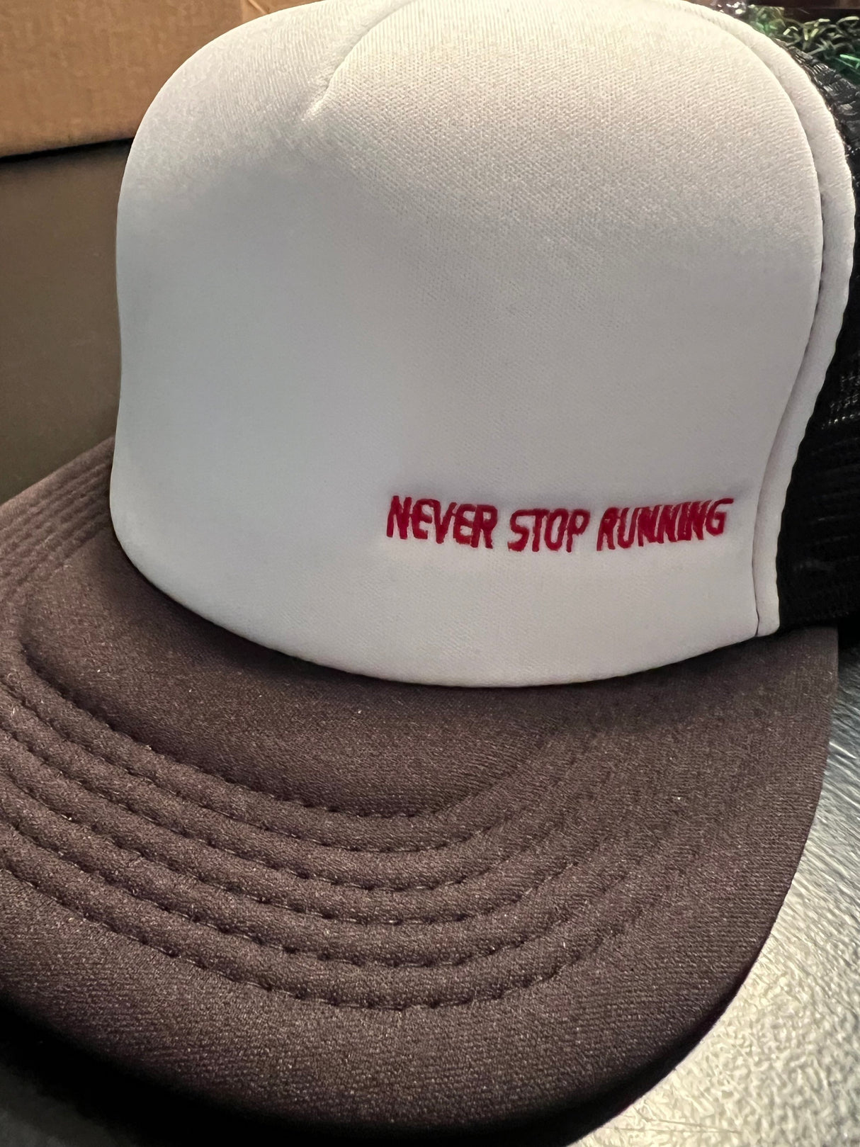 Never Stop Running Mesh Back Trucker Hat